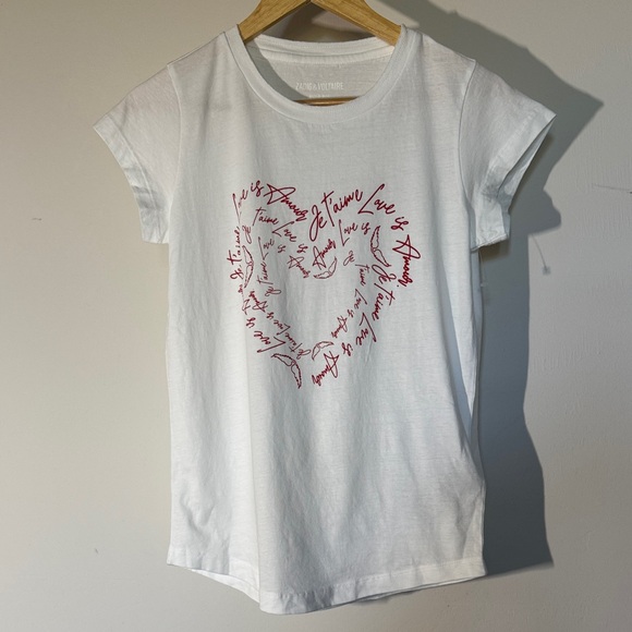 Zadig & Voltaire White Tee with Red Script Design ❤️ - Picture 7 of 8